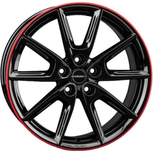 Janta Aliaj BORBET LX19 Black Glossy Rim Red 8x19 5x108 45 72.5